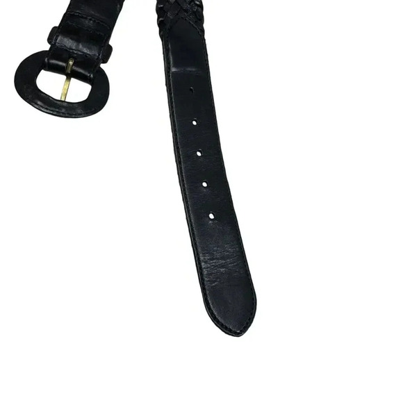Trafalgar Braided Woven Leather Belt Black Mens size small vintage Made in USA - Picture 6 of 8